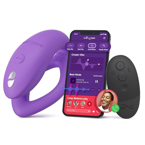 We-Vibe Sync O Couples Vibrator | Wearable Remote Control Vibrating Adult Toys | 10 Vibrations | App Controlled G Spot & Clitoral Stimulator | Vibrators for Women | Personal Massager Sex Toy | Purple