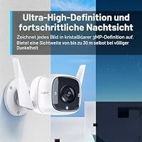 Tapo TP-Link C310 Überwachungskamera Außen, WLAN IP Kamera, 3MP Hochauflösung, 30m Nachtsicht, Bewegungserkennung, IP66 wasserdicht,Alarmmeldung, Zwei Wege Audio,unterstützt Alexa & Google Assistant – Ansicht 3