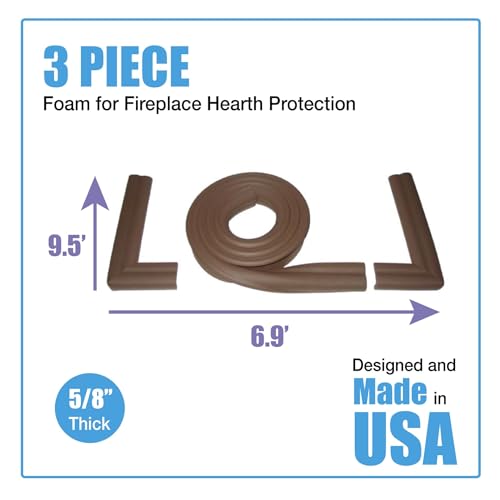 Image of KidKusion Extra Long Hearth Cushion | Made in USA | Brown | 14.33 Ft of Padding | Child Safety, Edge and Corner Guard, Baby Proof Fireplace Bumper