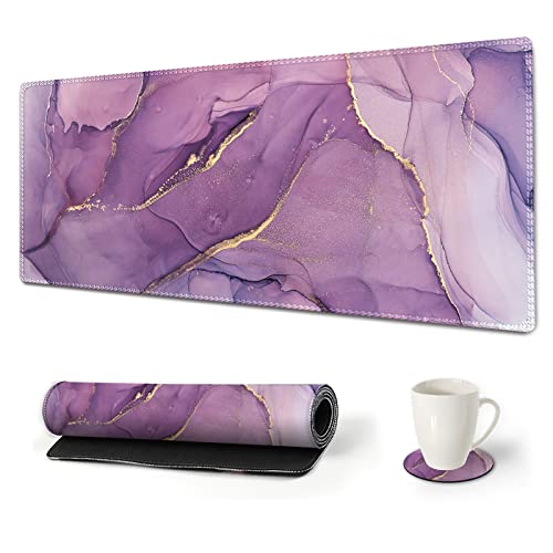 Tapis de souris de jeu XXL marbre violet pour éliminer les glissements de clavier