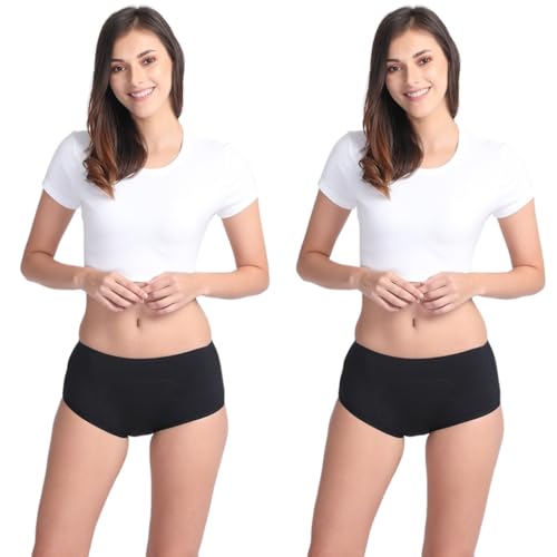 Image of Adira | Period Panty Boxer for Women | Boxer Fit for High Flow | with Support Patch for Pad | Leakproof & Skin Friendly | for School, Travel & Work | Patented | Pack of 2