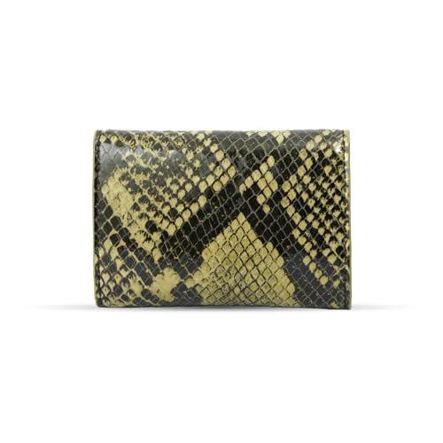 HODI Women's Snake Print Card Wallet | Genuine Foil Leather | Faux Suede Lining | Fashion Cash Coin Card Holder Ladies Hand Purse, Olive, Casual2