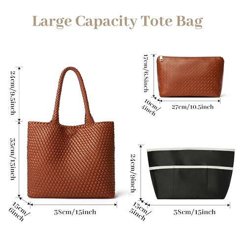 DAILANDO Fashion Woven Tote Bag for Women, Large Capacity Designer Shoulder Weave Hobo Purse