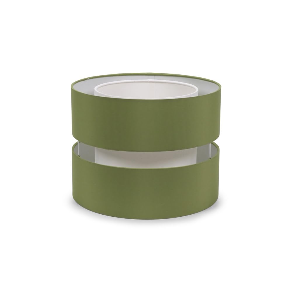 ValueLights | Small Ceiling Light Shade 2 Tier Pendant Drum Lampshade in Olive Green | Lamp Shades, Home Décor & Improvement Essential | 260mm Shade Width