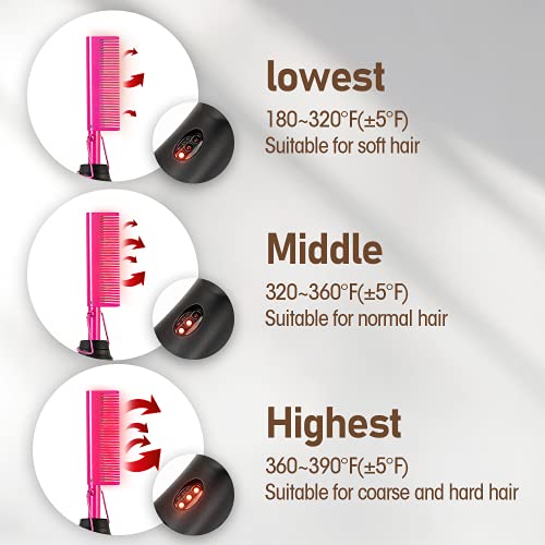 Pink Hot Comb Electric Hot Comb Heating Pressing Combs Hair Straightening [Power:42W] #TOP3