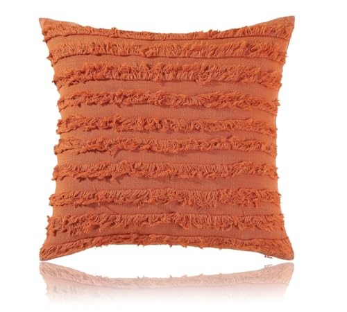 Image of TODY Boho Cushion Covers 16 inch x 16 inch Set of 2 | Pure Cotton 16x16 inch Cushion Cover 1616 | Soft Square Throw Pillow Cover 40 x 40cm for Sofa Bedroom Living Room