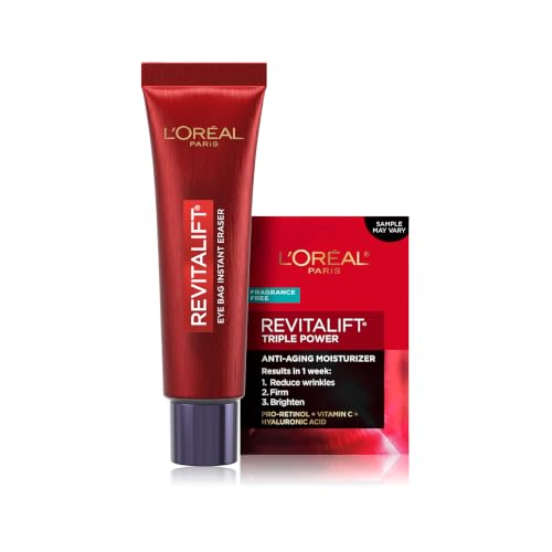 L'Oreal Paris Revitalift Triple Power Eye Bag Instant Eraser, Eye Tightener Treatment to Firm Bags...