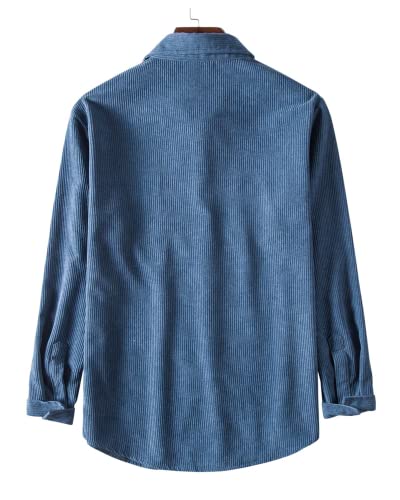 Image of RINTONIX Mens Solid Long Sleeve Ribbed Button Down Corduroy Shirt Jacket Casual Spring Fall Pocket Shacket Jacket