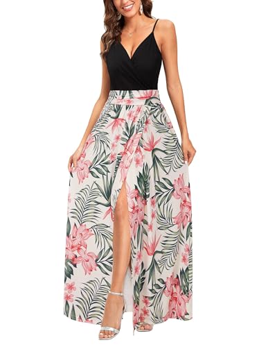 Image of Newshows Women's 2026 Lightweight Summer Wedding Guest Beach Vacation Casual V Neck Split Flowy Maxi Dress