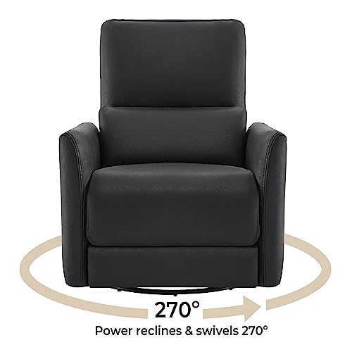 Chita Power Recliner Swivel Glider, Upholstered Faux Leather Living Room Reclining Sofa Chair With Lumbar Support, Black #TOP1