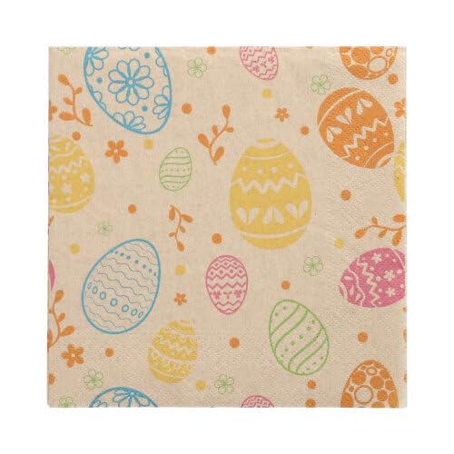 PAPSTAR 300 servilletas, 3 capas, pliegue 1/4, 33 cm x 33 cm, diseño de huevos naturales de papel reciclado