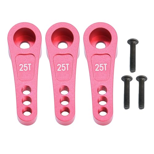 3PCS Aluminum 25T Servo Horn Steering Arm for Arrma 1/8 Kraton Typhon Outcast Talion 1/7 Limitless Mojave Felony Infraction Senton Upgrade Parts(Red)