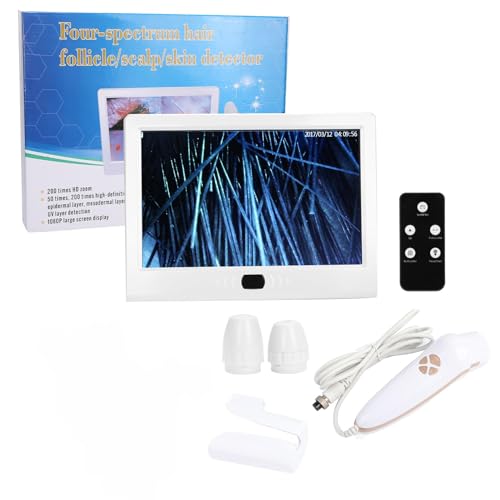 Dioche Skin Diagnosis Hair Analyzer, 12inch Skin Scalp Detector MultiFunctional Rechargeable Hair Follicle Skin Analyser Machine 110 240V (US Plug)