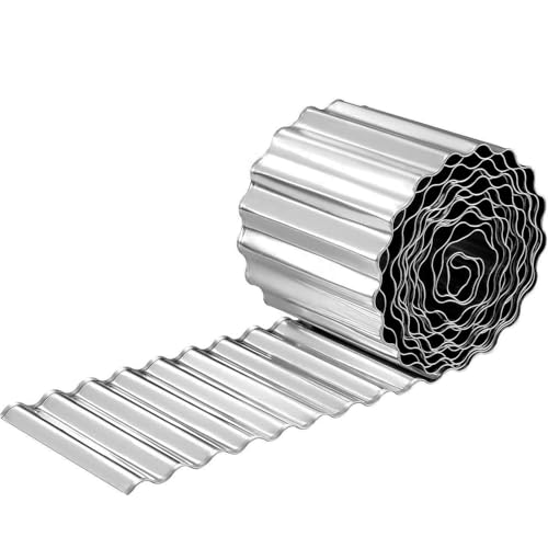 Garden Edging 12 IN x 20 FT, Heavy Duty Lawn Edging Border Galvanised Steel Landscape Edging, Flexible DIY Flower Bed Edging, Tree Surrounds, Garden Plant Border - Silver