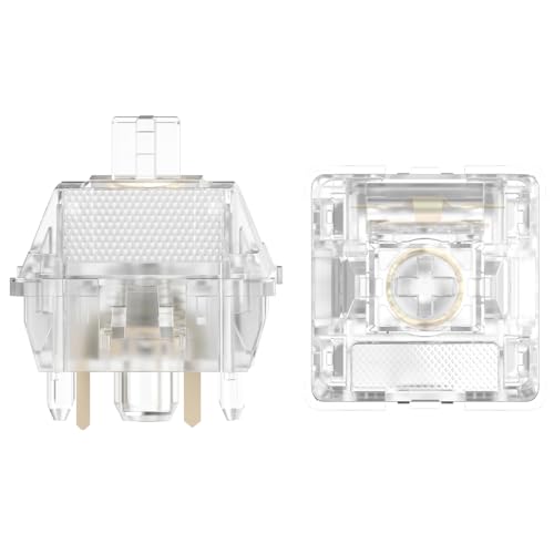Image of DUROCK Ice King Tactile Switches, 68g Progressive Spring Transparent Clear RGB Switch, 5 Pins Lubed T1 Tactile Mechanical Keyboard Switches (110pcs)