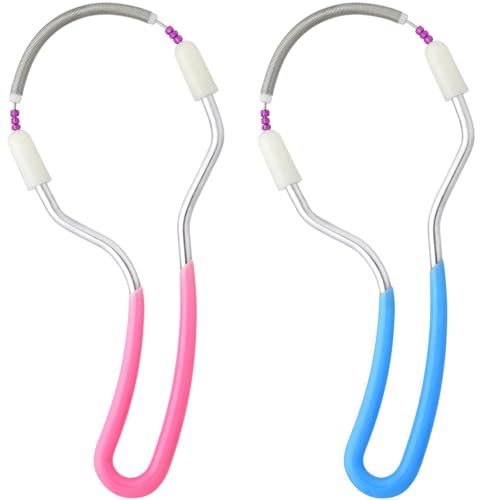 JYSNOW 2 Piezas Depiladora Facial Mujer, Resorte de Acero Inoxidable Depiladoras Facial, Manual Depiladora Portátil, Depilación para Labio Superior, Barbilla, Mejillas (Rosa y Azul)
