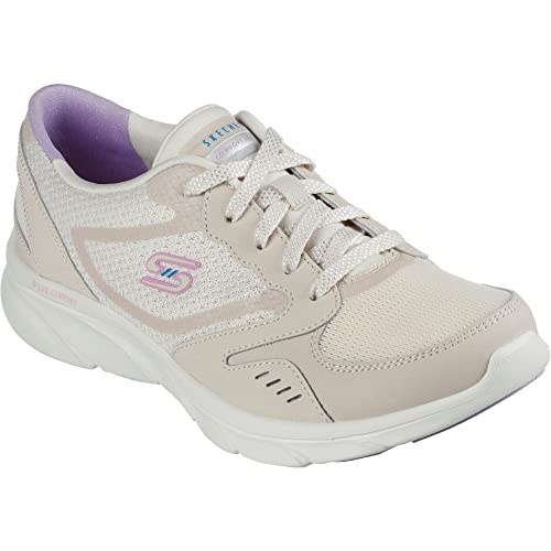 Skechers Women's Relaxed Fit D'Lux Comfort - Plenty Success Sneakers, Natural, 7 M