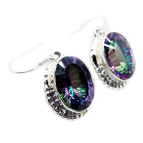 Boucles d'oreilles mystic quartz argent sterling fait main pendantes femme