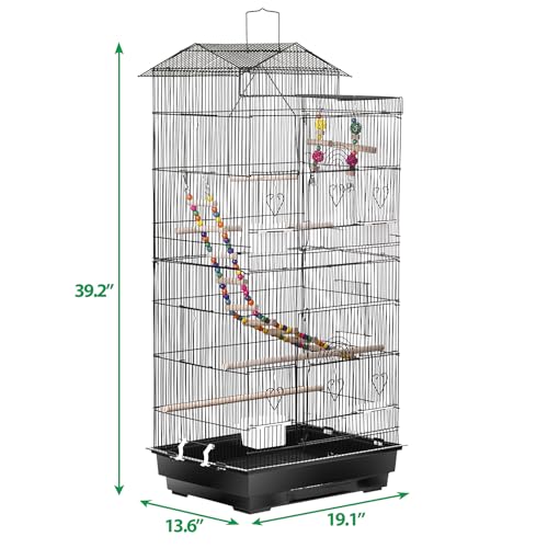 39-Inch Roof Top Bird Cage Large Flight Parrot Cage w/Toys for Small Quaker Cockatiel Sun Conure Parakeet Finch Green Cheek Conure Budgie Lovebird - Image 4
