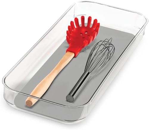 Miniatura 2 de madesmart Papelera antimicrobiana transparente de agarre suave de 16 x 6 pulgadas, 16.0 in x 6.0 in, gris claro