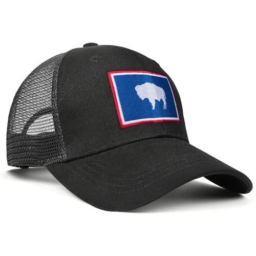 Image of Adjustable State Flag Trucker Hat Mesh Baseball Cap with Embroidered Patch for Men Women