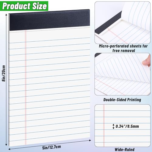 Image of 48 Pack Legal Pads 5 x 8 Inch White Notepads College Ruled Writing Pads | Perforated Memo Pads with Lined Paper for Office, School and Home; Ideal for Notes, Lists, Planning and Daily Writing