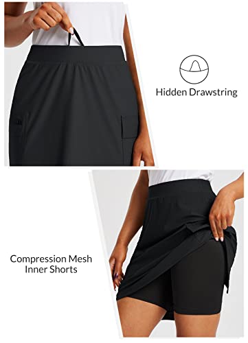Baleaf Women's Skorts Skirts Hiking Cargo Skorts Pockets 19" Knee Length Long Athletic Quick Dry Skirts Upf 50 Black L #TOP4