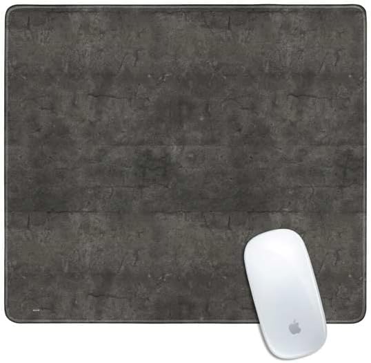Skinit Small Gaming Mouse Pad - Dark Iron Grey Concrete Design with Stitched Edges, Waterproof, Non-Slip Rubber Base, Desk Mat for Keyboard & Mouse, 12.6" x 11" inches