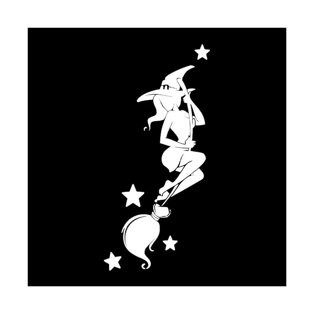 Bertdcx White Auto Accessory Car Stickers Vinyl Decal Witch Driving Motorcycle Decorative Accessories(White)