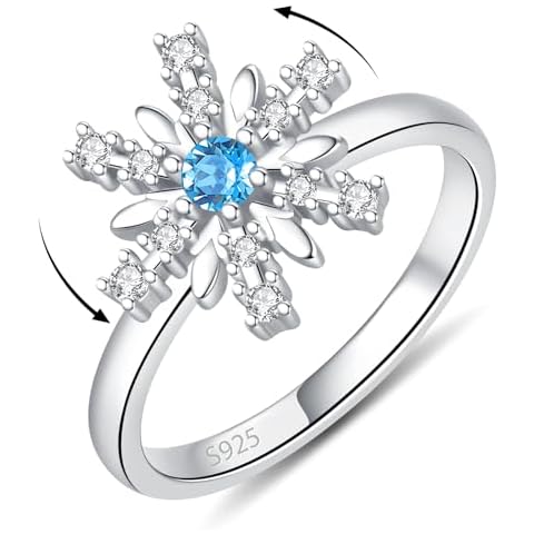 JXJL Snowflake Rings for Women: 925 Sterling Silver Christmas Rings Snowflake Jewelry Gifts for Wife Mom Daughter （8#） Cover