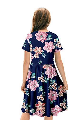 Storeofbaby Floral Short Sleeve Dress For Girls Cute Beach Skater Dresses, 6-7 Years #TOP2