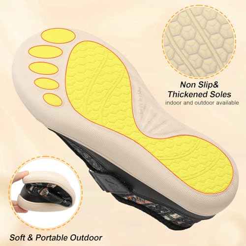 Image of Spesoul Wide Womens Slippers Adjustable House Shoes Indoor Outdoor Barefoot Slippers Cozy Walking Shoe Swollen Edema Diabetic Shoes