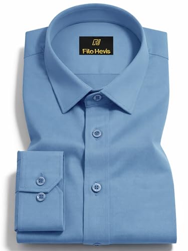Image of FILO HEVIS Men's Shirt Regular Fit Solid Self-Cord Cotton Blended, Soft Fabric Stylish Formal Wear Man Shirt, Spread Collar Full Sleeves,(Available in Plus Size)