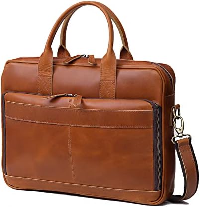 VC VINTAGE COUTURE 16 Inch Leather briefcase Laptop Messenger Bags For Men and Women Best Office College Satchel Bag, 16" Tan Brown, 16 Inch Briefcase, 16" Laptop Briefcase