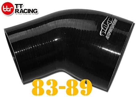 4-ply Silicone Joiner 45 Degree Bend Reducer Elbow Turbo Hose Black 83mm - 89mm (3.25" - 3.5")