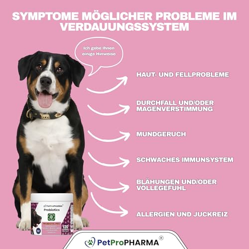 PetPro PHARMA - Probiotic Pro – Verdauungsgesundheit & Immunstärkung für Hunde & Katzen – Mit Probiotika, Präbiotika & Verdauungsenzymen – Ergänzungsfutter,120 Kautabletten, 360 g.