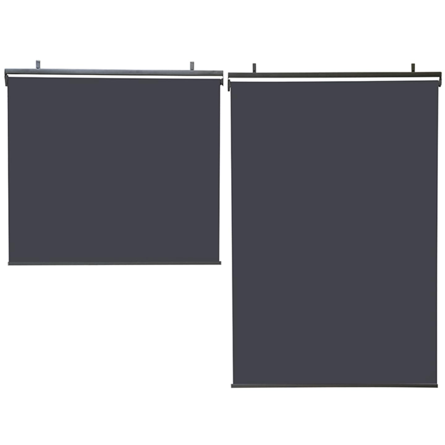 IDMarket - Lot de 2 Stores enrouleurs L.124 x H. 225 CM pour pergola Gris Anthracite