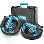 SEESII Suction Cups for Glass Lifting: 8" Tile Suction Cup Lifter with Handle and Pump, 200KG Load Capacity Heavy Duty Vacuum Lifter for Lifting Large Tile, Granite, Metal, Windows (2 Pack - 8 Inch)