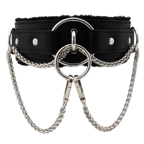 Punk choker Collar for women with O-ring Adjustable gothic Leather Choker Necklace Collar for Women