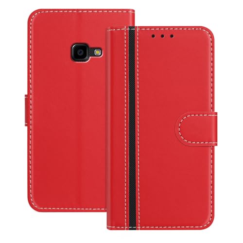 Mo Beauty Funda para Samsung Galaxy Xcover 4 / Xcover 4S, Carcasa de Cuero PU [magnético][Ranura Tarjeta] [3 Ranuras] Flip Antigolpes Protectora Funda Piel para Samsung Xcover 4 (Rojo)