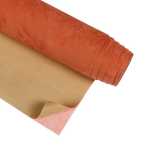 CRE8TIVE Papel pintado naranja de fieltro autoadhesivo para dormitorio, tela de terciopelo grueso, lámina flocada para muebles, joyero, encimera, papel pintado para habitación infantil, 30 cm x 200 cm