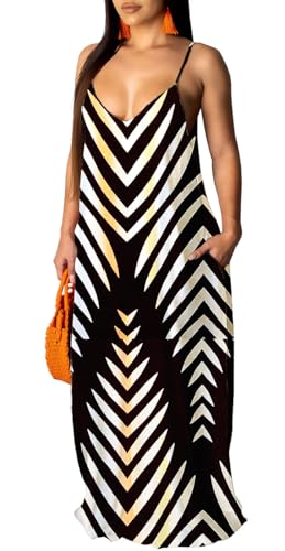 Image of Summer Maxi Dress for Women 2026 Plus Size Sundresses Casual Sexy Floral Sleeveless Beach Long Dress with Pockets