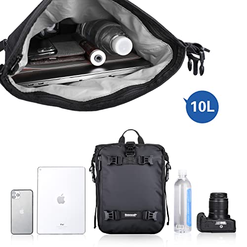 Rhinowalk Multifunktional Motorradtasche Motorradgepäck 10/20/30L Motorrad Pannier Satteltaschen Gepäckträgertaschen Hecktasche Hinterradtasche, Schwarz-10L