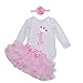BabyPreg Bambine Maniche Lunghe Fascia per Vestito Vestito da Tutu per Il 1 ° Compleanno (9-12 Mesi, Rosa)