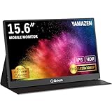 山善 モバイルモニター 15.6インチ ディスプレイ 1080P 日本設計 Type-C/HDMI-mini IPSパネル PS5/XBOX/Switch/PC/タブレットなど対応 スピーカー内蔵 薄型 軽量 マグネット保護カバー付き QMMP-156