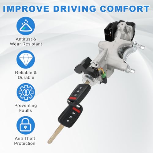 WMPHE Ignition Switch Lock Cylinder with 2 Key Replacement for 0635lT6PH01 06351-T6P-H01 Compatible with Honda Civic 1.8L 2014 2015 by WMPHE - Image 6
