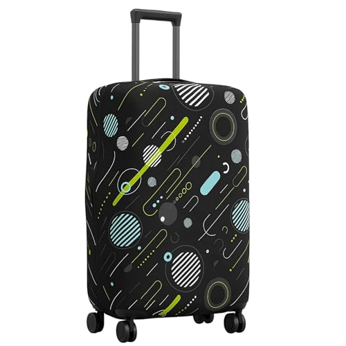 Image of Luggage Cover Trolley Covers for Suitcase Washable Dust Proof Anti-Scratch Protector Polyester Printed Stretchable Fabric (Fits Fiber /Plastic Trolley Bags Only) (Black, 20 Inch)
