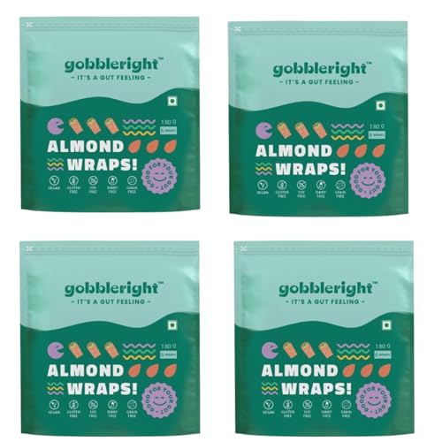 Gobbleright Almond Wraps - Pack of 1 (6 Wraps)/Gluten Free, Vegan, Dairy Free, Soya Free, Grain Free/Best for Burrito, Wraps, Tortilas, Tacos, Shawarmas and Rolls