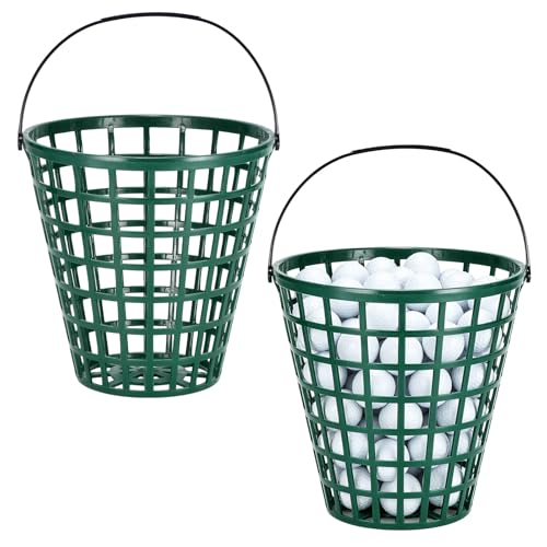 Panier à balles de golf vert PATIKIL x2 avec poignée pour pratique du swing