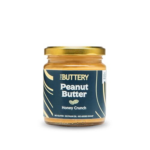The Buttery – Peanut Butter Honey Crunch/Crema de Cacahuete Crujiente con Miel, 100% Cacahuete Alto Oleico Saludable, Sin Aceite de Palma/Azúcares Añadidos, Fuente de Proteína, Apto Vegetarianos -220g